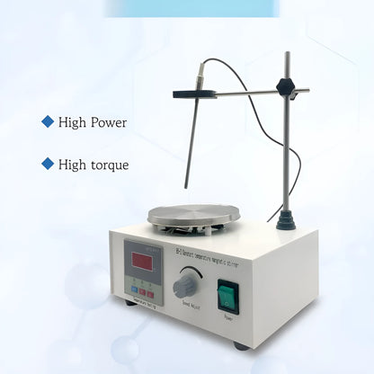 Digital display laboratory magnetic stirrer with heating plate, model XLD-85-2, on a benchtop.