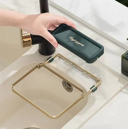 Kitchen Sink Filter Rack with removable suction cups and fine mesh for efficient cleaning