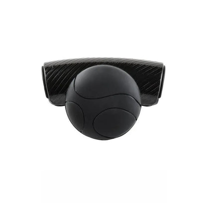 Black steering wheel assist ball with silicone grip mounted on car steering wheel