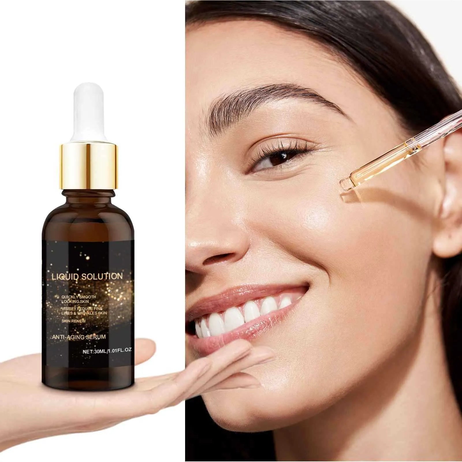 30ml facial moisturising solution bottle with hyaluronic acid formulation