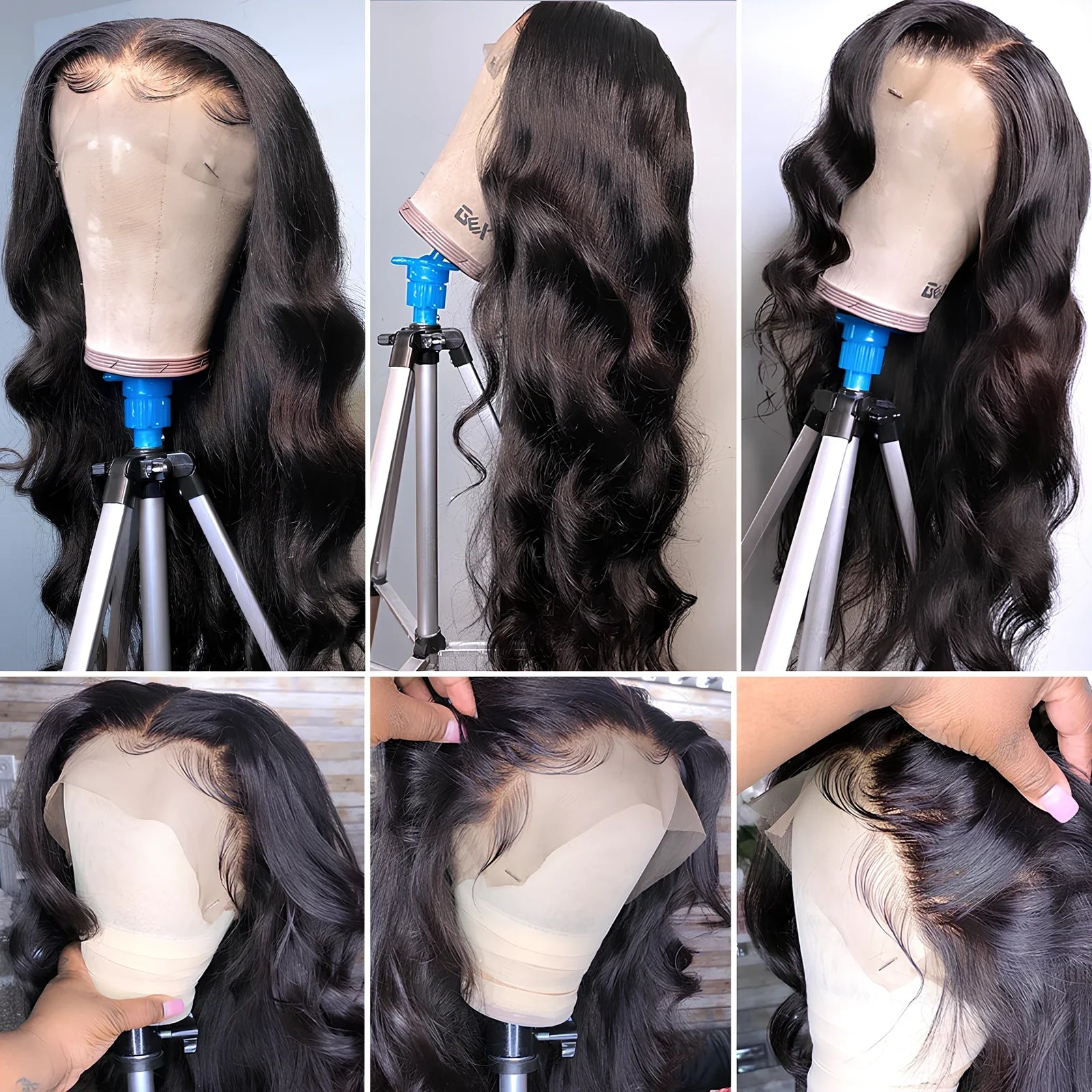Body wave lace front wig from 100% Peruvian human hair, 8-36 inches, natural colour with deep parting