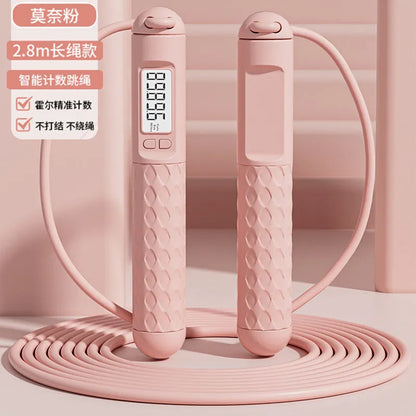 Skipping rope with bearings in various colours like black long shoelace or green cordless, made from ABS plastic for fitness use.