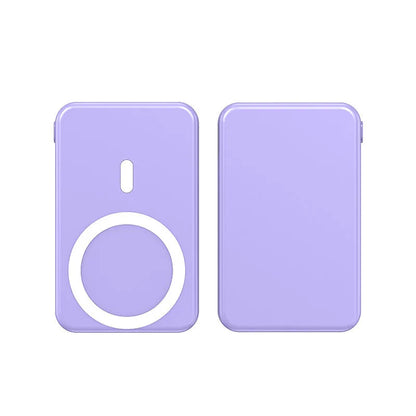 Ultra-thin black magnetic wireless power bank with 10000mAh capacity next to an iPhone.