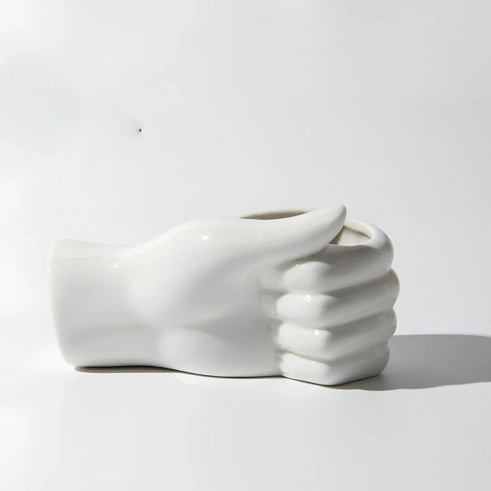 Ceramic human body vase with figure patterns, 19cm height with colour glaze finish