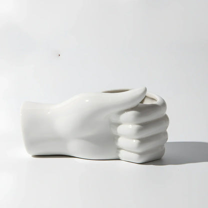 Ceramic human body vase with figure patterns, 19cm height with colour glaze finish
