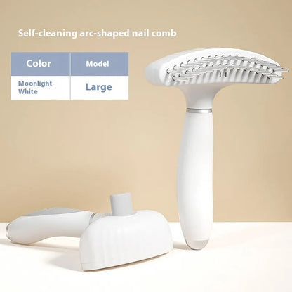 Double row napping hair removal pet comb with stainless steel teeth in azure light blue colour