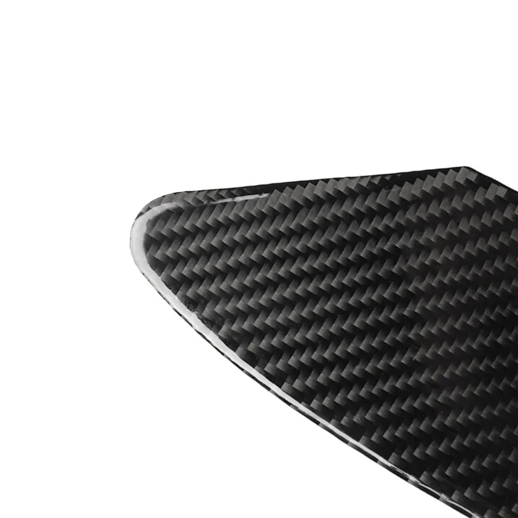 Carbon fibre decorative sticker for car USB charging port panel with 3M adhesive backing.