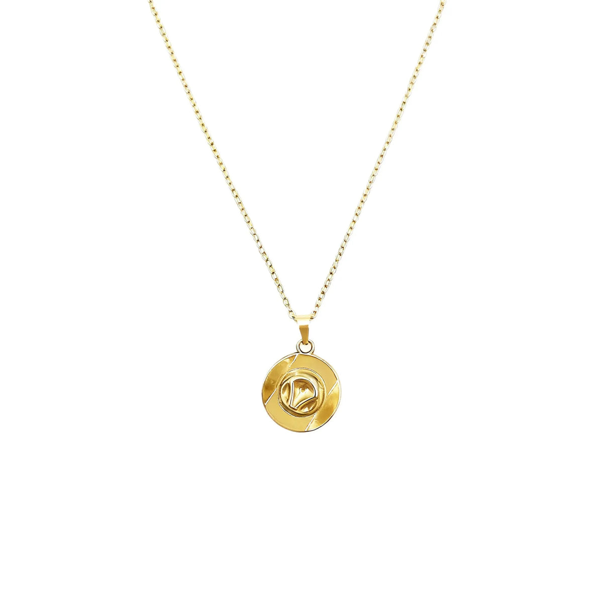 Cowboy hat punk pendant necklace on O-ring chain, 18K gold plated option, steel gold rose gold colours