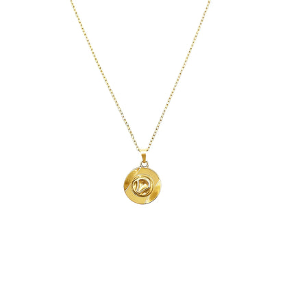 Cowboy hat punk pendant necklace on O-ring chain, 18K gold plated option, steel gold rose gold colours