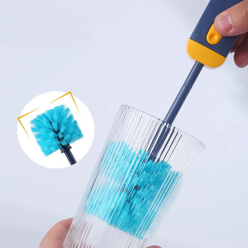 Blue and grey 4-in-1 multifunctional cup cleaning brush set with silicone and wire tools.
