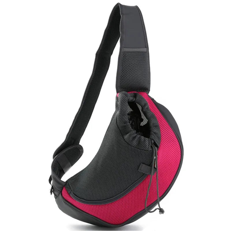 Mesh pet carrier sling bag for small dogs and cats in various colours with single shoulder strap