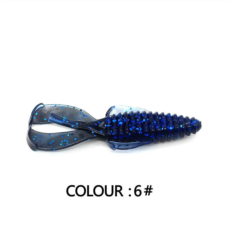 PVC soft plastic fishing lure in assorted colours showing 8cm and 12cm size options for artificial bait fishing.
