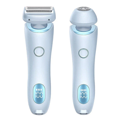 Rechargeable electric shaver for women with dual-head design for whole-body and precision hair removal