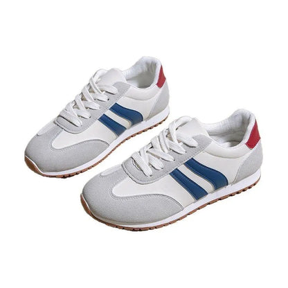 Blue and grey Cortez stripes leisure sports shoes with round toe and flat rubber soles