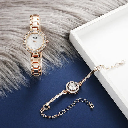 Women's diamond bracelet watch with 3cm round case, stainless steel strap, gold or silver, with bracelet and box option