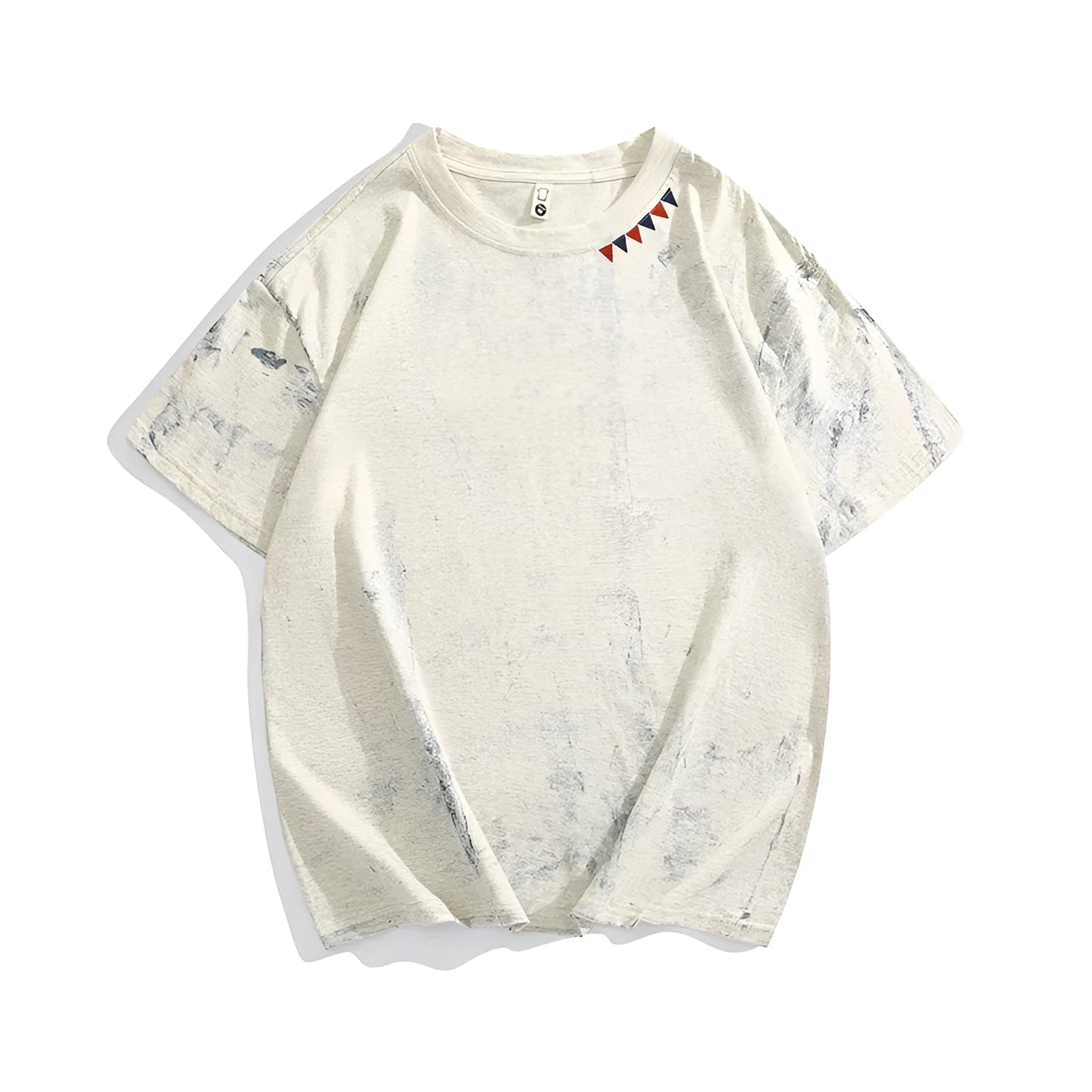 Gray men's loose fit t-shirt with a full coverage tie dye print pattern