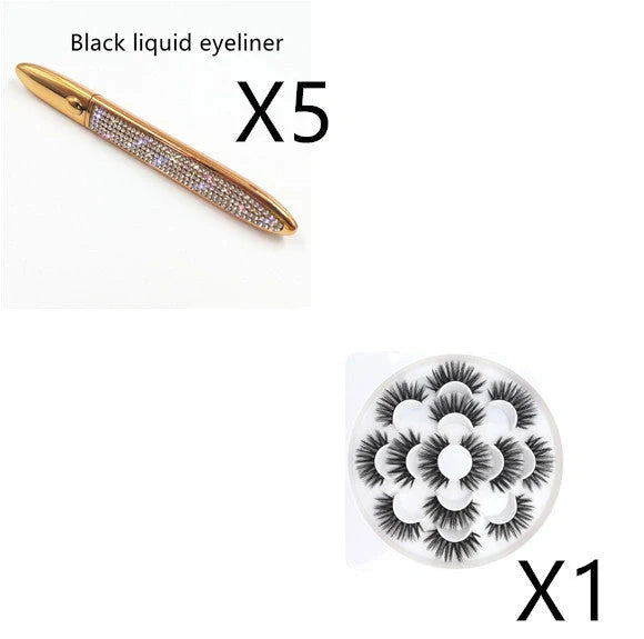 Self-adhesive false eyelashes with multicolour eyeliner for easy application and vibrant looks