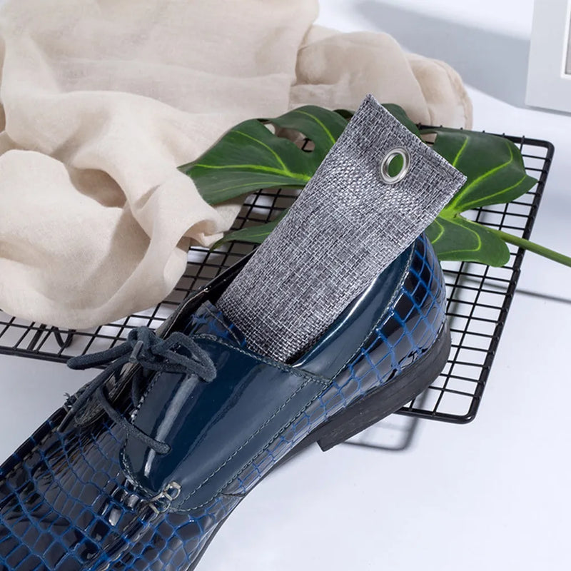 Activated carbon deodorising bags for shoes moisture absorption and odour removal household non-woven fabric bags 16.5x6.5cm in black green grey or blue bamboo charcoal natural air purifier for shoe cabinets gym bags cars refrigerators