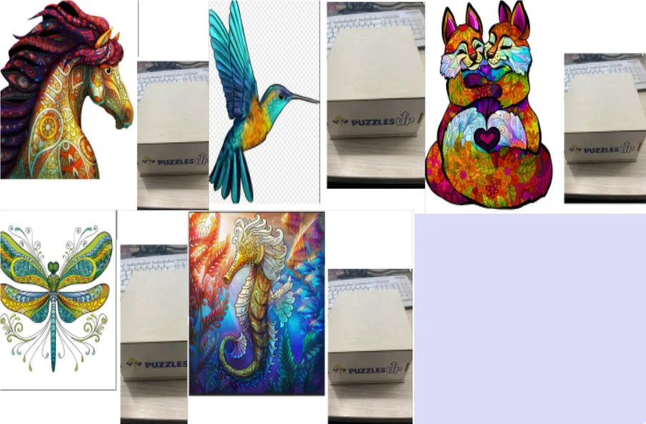 Animal Puzzle Set in A3 size with wooden storage box, vibrant animal designs for educational fun
