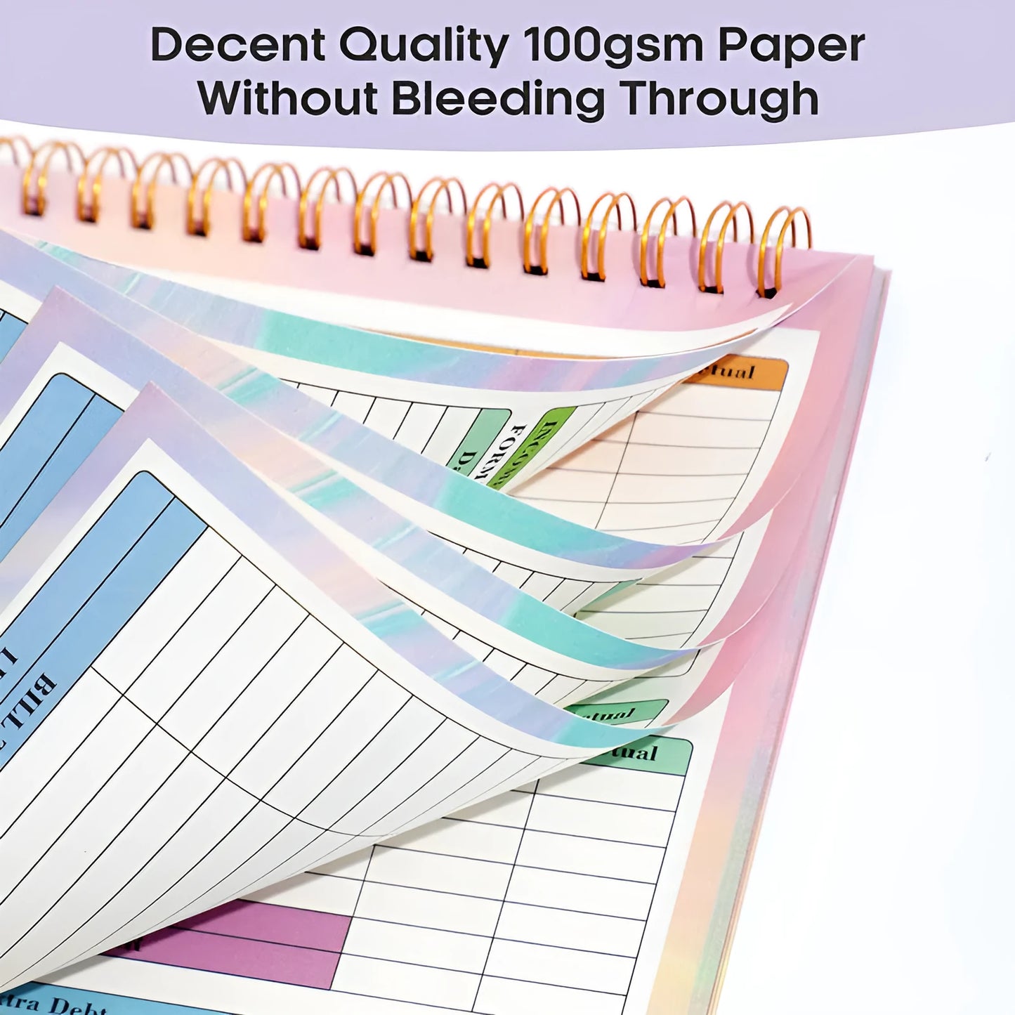 B5 size spiral bound tally book with a blue PP cover, open to show lined pages for financial tracking.