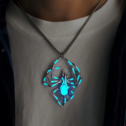 Glow-in-the-Dark Halloween Spider Necklace - Luminous Jewelry with Vintage-Inspired Stereo Design