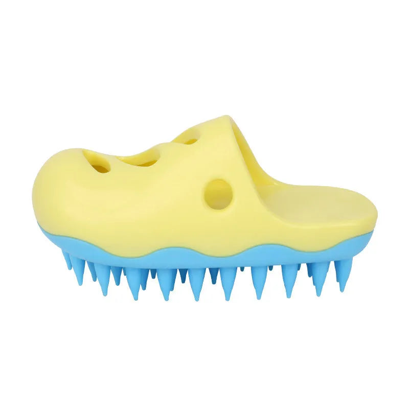 TPR rubber dog bathing massage brush in blue and yellow colour options with different head patterns