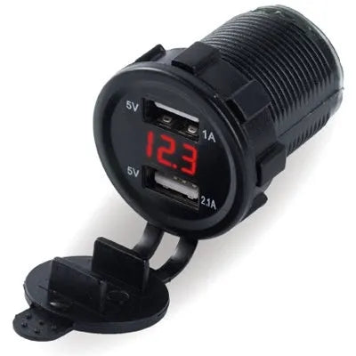 Waterproof motorcycle car charger with snap-on cigarette lighter connection for fast USB charging