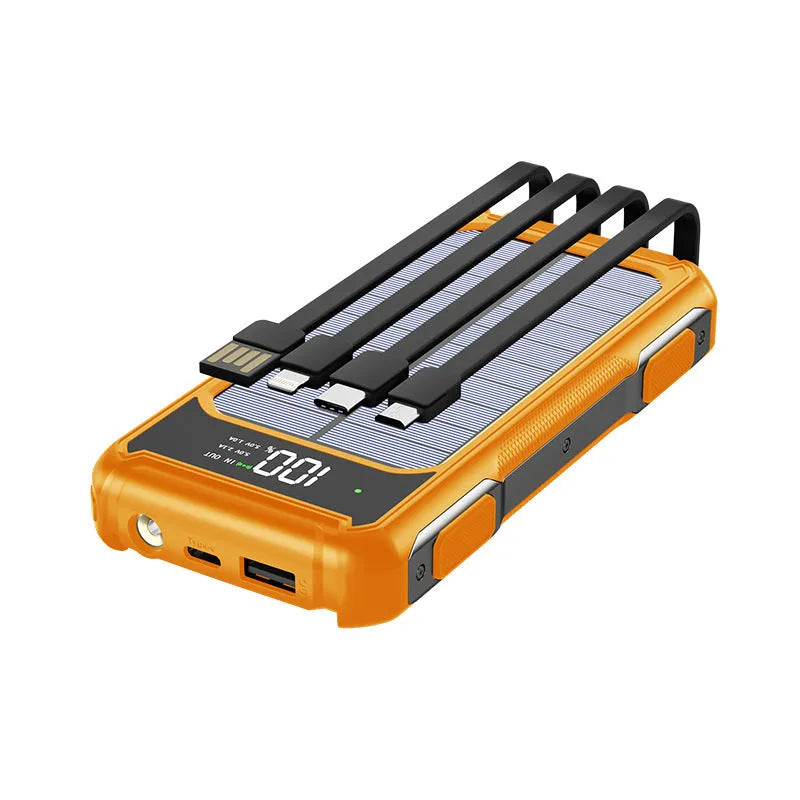 Military grade mobile power bank in black, green, or orange with 10000mAh or 20000mAh capacity
