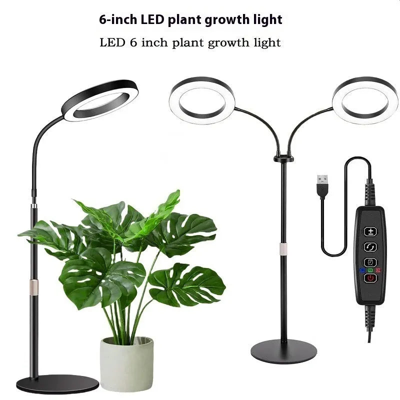 6-inch Angel Ring retractable floor plant grow light with aluminium alloy shell and adjustable stand