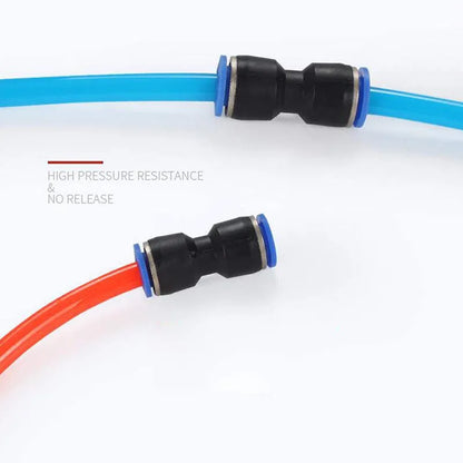 Blue Jinqi pneumatic straight-through quick connector for PU tubing, pack of 100 units.