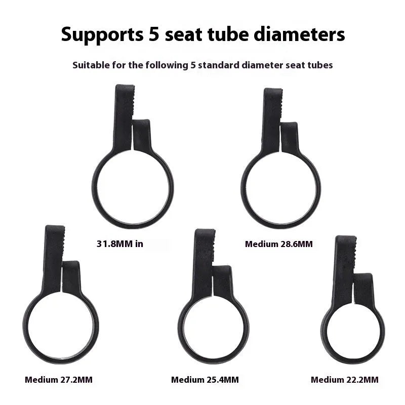 Plastic bicycle seatpost taillight bracket with anti-theft feature in red or yellow