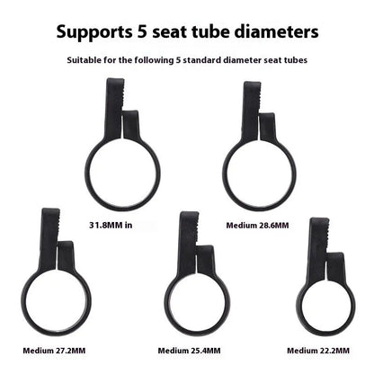 Plastic bicycle seatpost taillight bracket with anti-theft feature in red or yellow