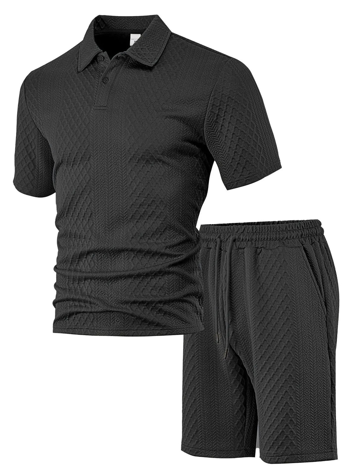 Men's patterned cloth short sleeve casual suit set in multiple colour options