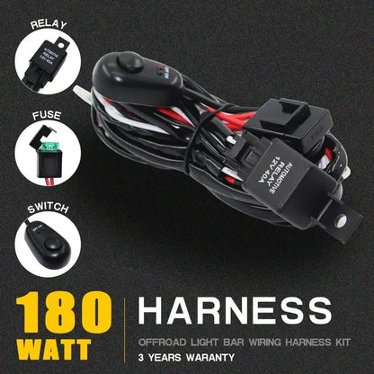 One drag two LED work light wiring harness with 2 metre silicone cable for vehicle spotlight installation