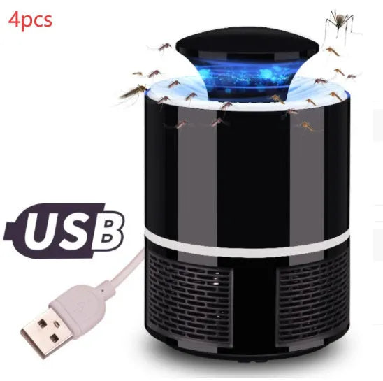 Black or white USB photocatalyst mosquito trap with UV lights, 19cm size, 94cm cable.