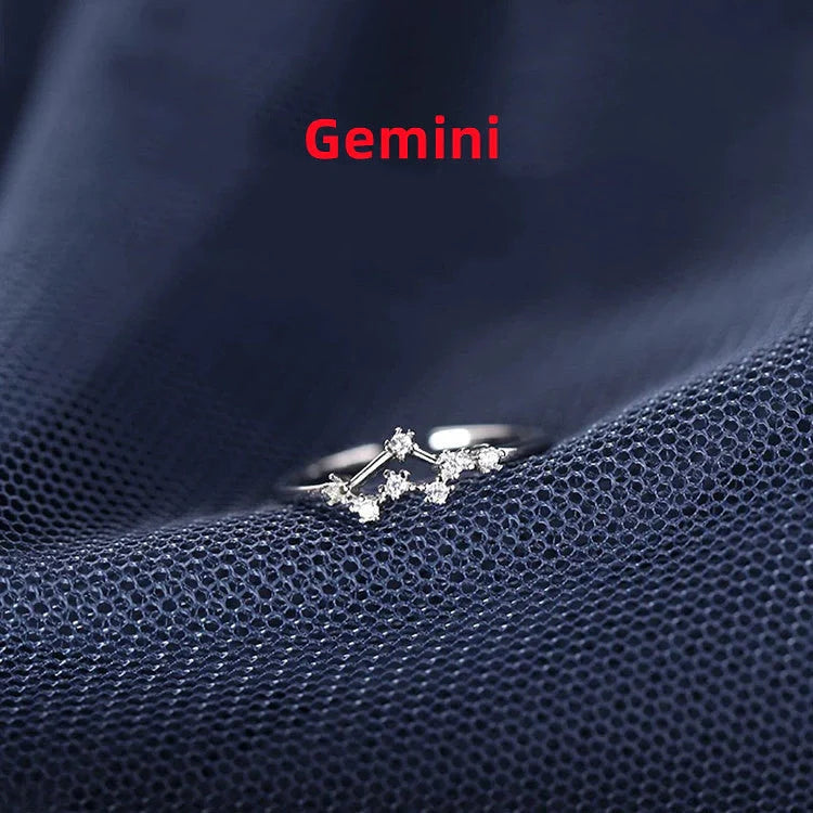 925 Sterling Silver Zodiac Sign Rings with Delicate Celestial Designs