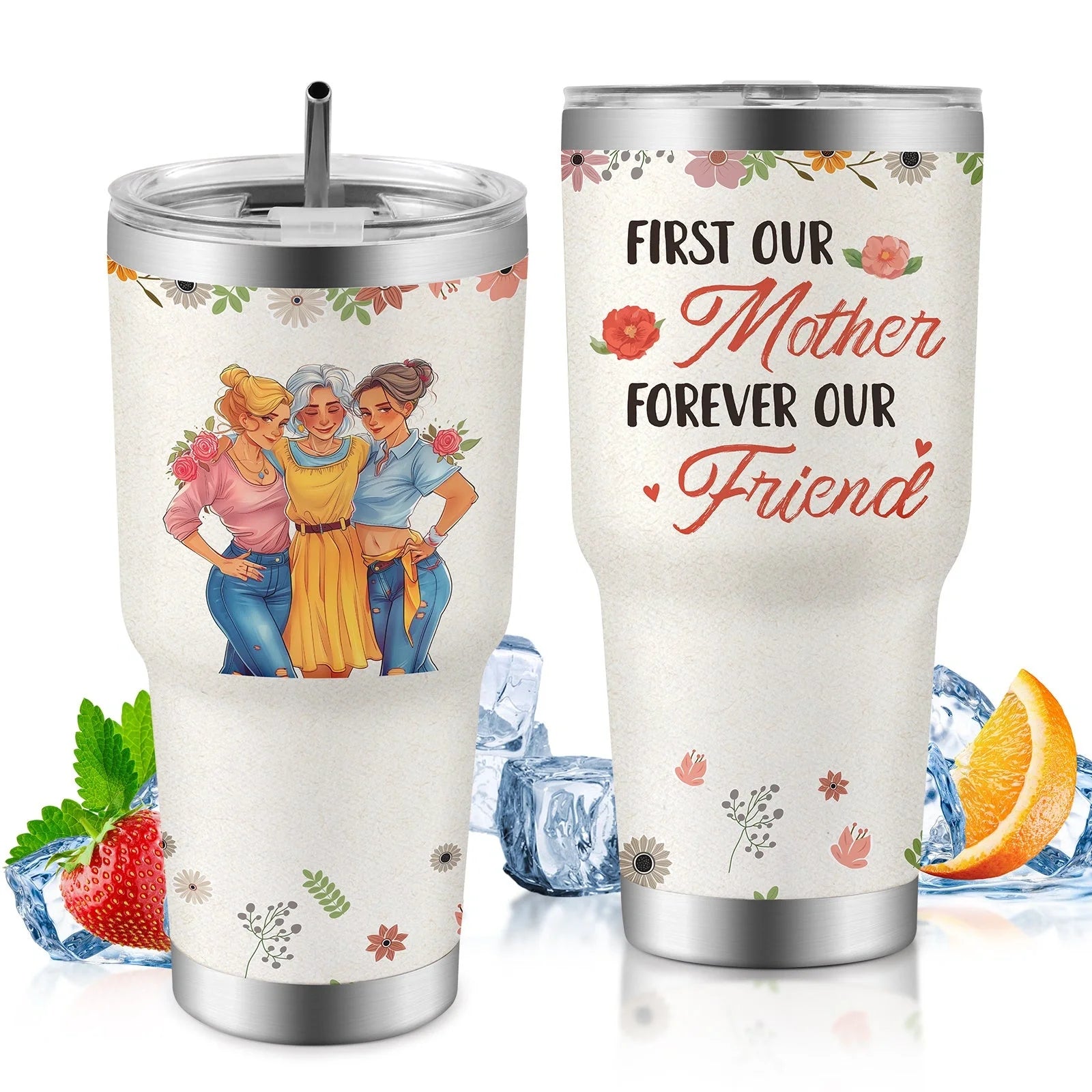 30oz insulated travel mug for car, keeps drinks hot or cold, spill-proof lid
