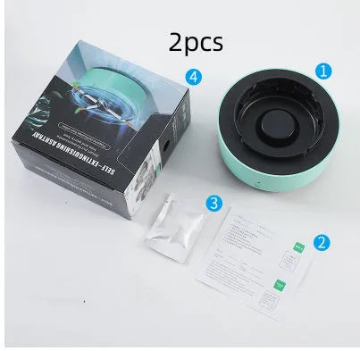 Portable automatic air purifier ashtray with negative ion technology for smoke removal