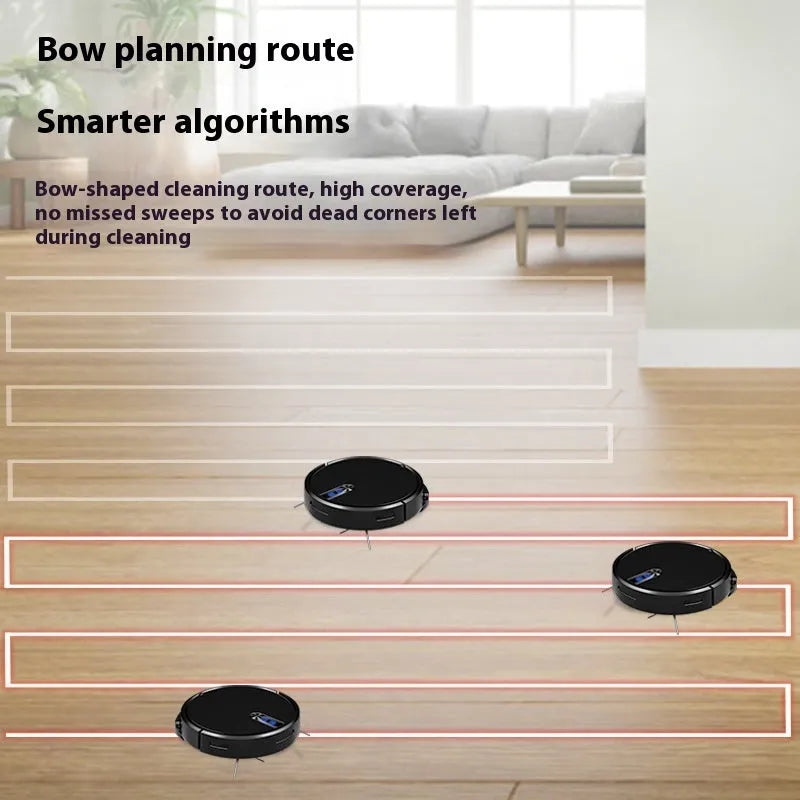 White or black sweeping robot vacuum cleaner with 600ml dust bin for automated floor cleaning