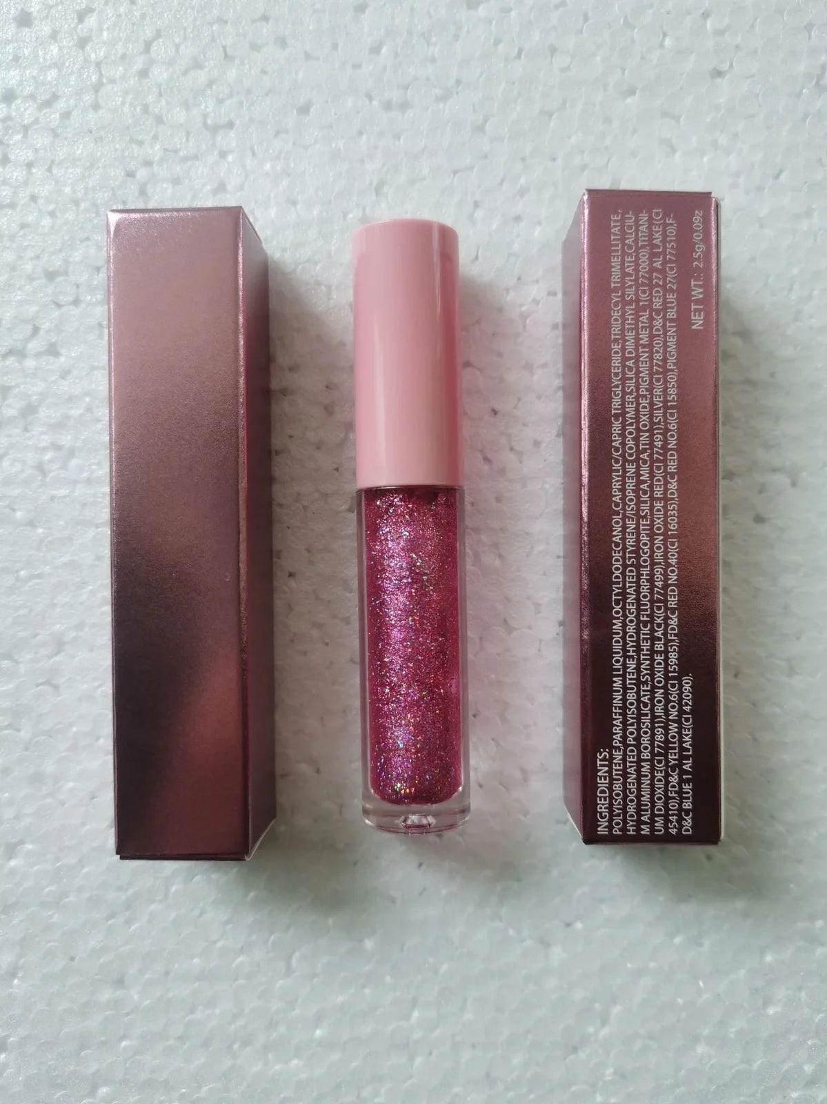 15 Colour Laser Lip Lacquer tubes showing waterproof formula with laser powder technology