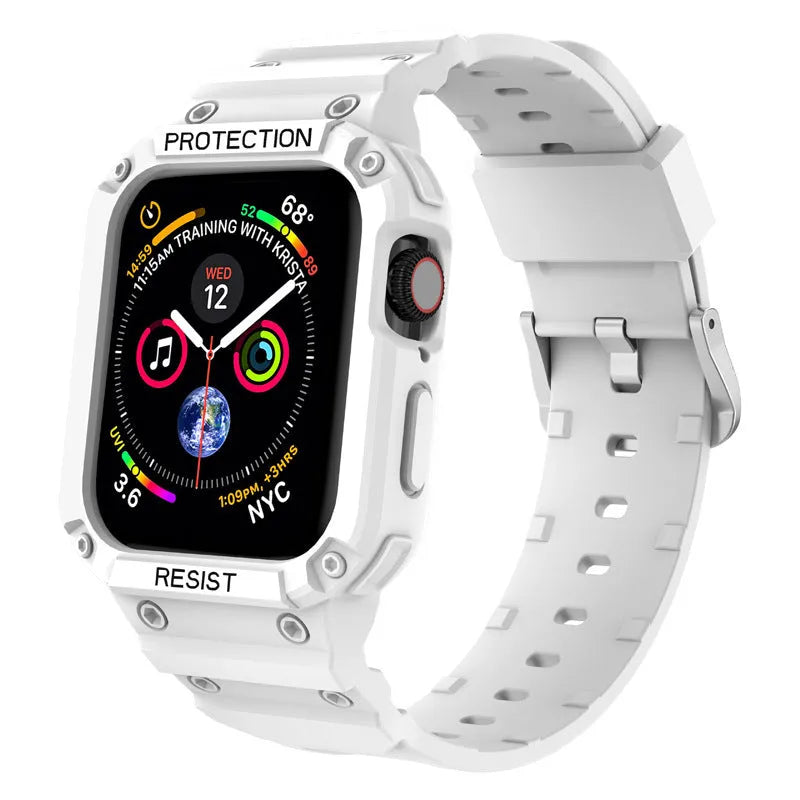 Soft TPU sports strap for Apple Watch Series 8 shown in multiple colour options