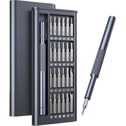 25-in-one screwdriver set with magnetic bits, chrome vanadium steel construction, and 110mm length for household repairs