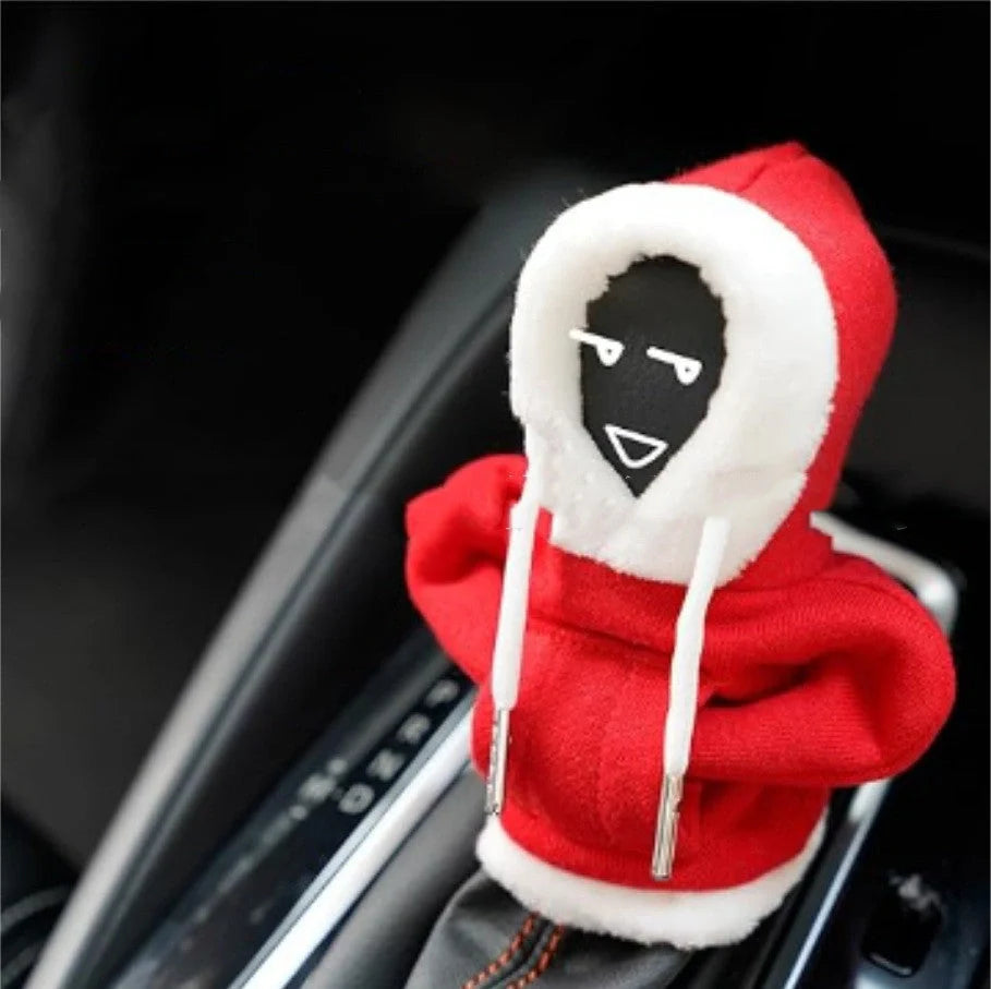 Christmas hoodie car gearshift cover in red and green