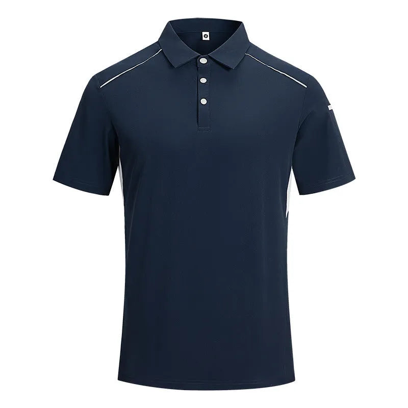 Man wearing a solid colour quick-dry work shirt with short sleeves and ice feeling technology.