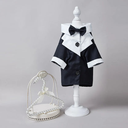 Black Chinese style four-legged dog wedding suit formal gentleman attire