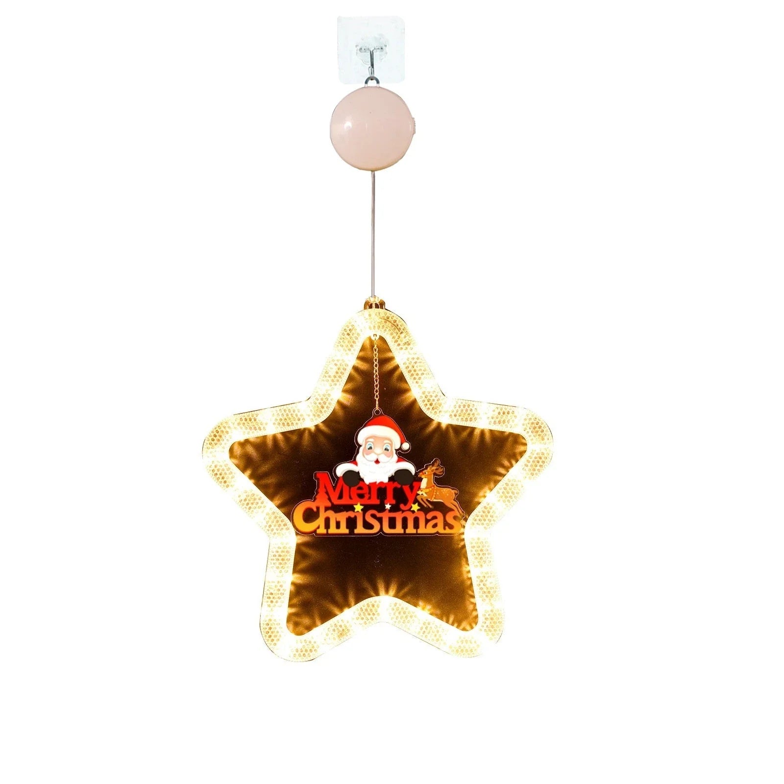 Festive LED Christmas star pendant light with five-point design, perfect for holiday decorations on windows, doors, and more