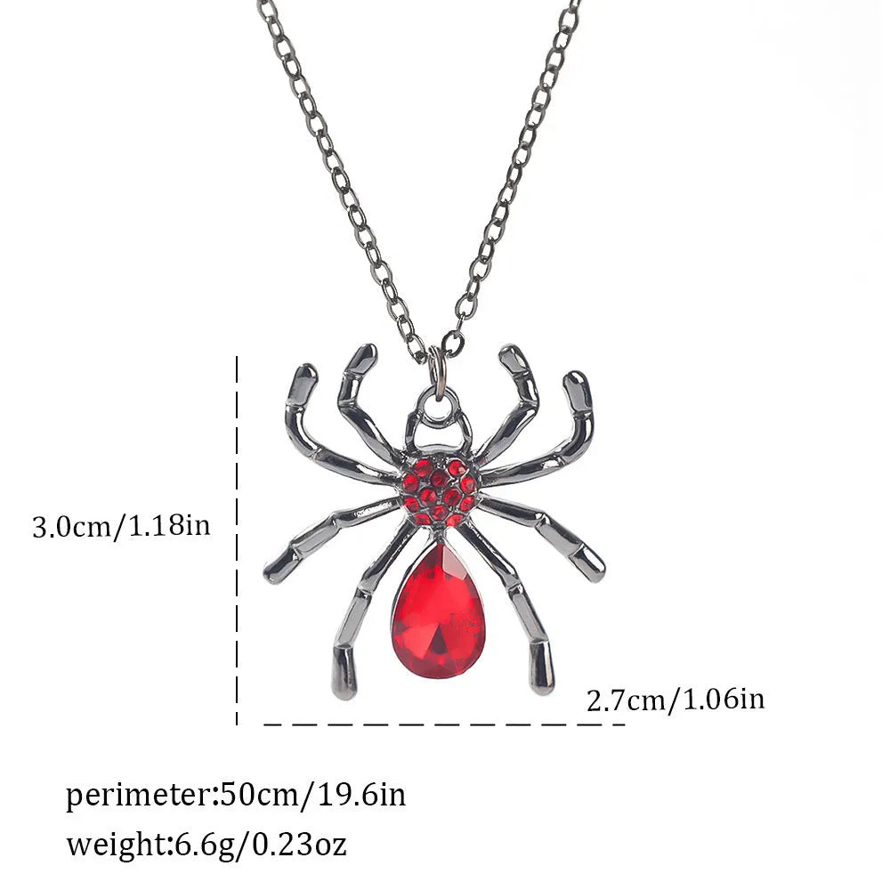 Dark gothic necklace with detailed spider bat pendant on an adjustable metal chain