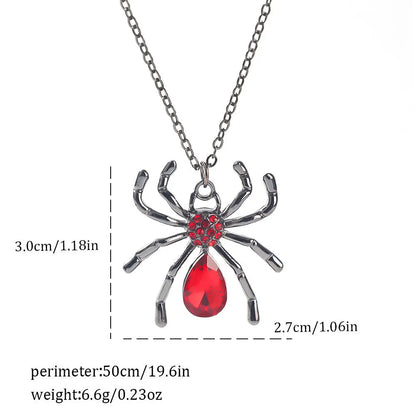 Dark gothic necklace with detailed spider bat pendant on an adjustable metal chain