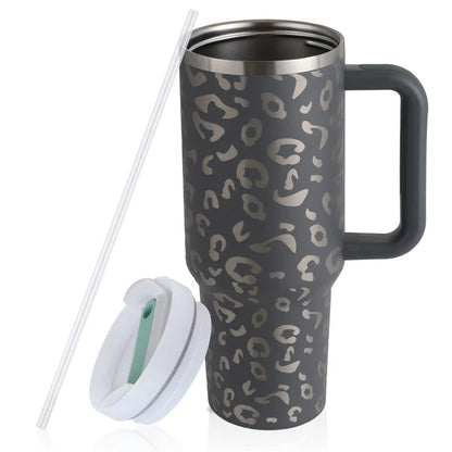 40oz stainless steel straw coffee mug with handle, ideal for travel