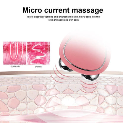 Portable facial beauty massager with dual rollers for lifting, toning, and reducing puffiness